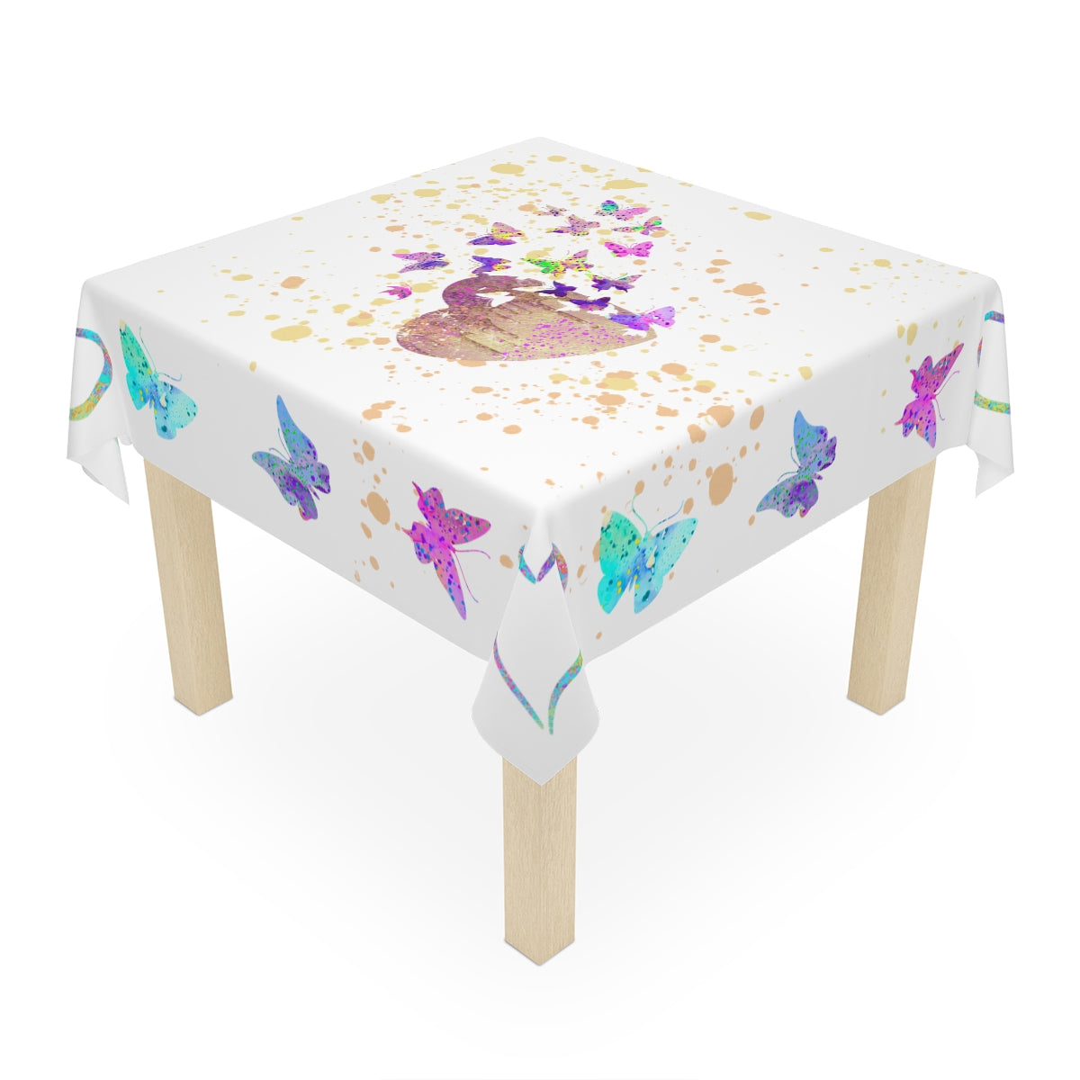 Table Cloth - Butterfly-Hearts/White