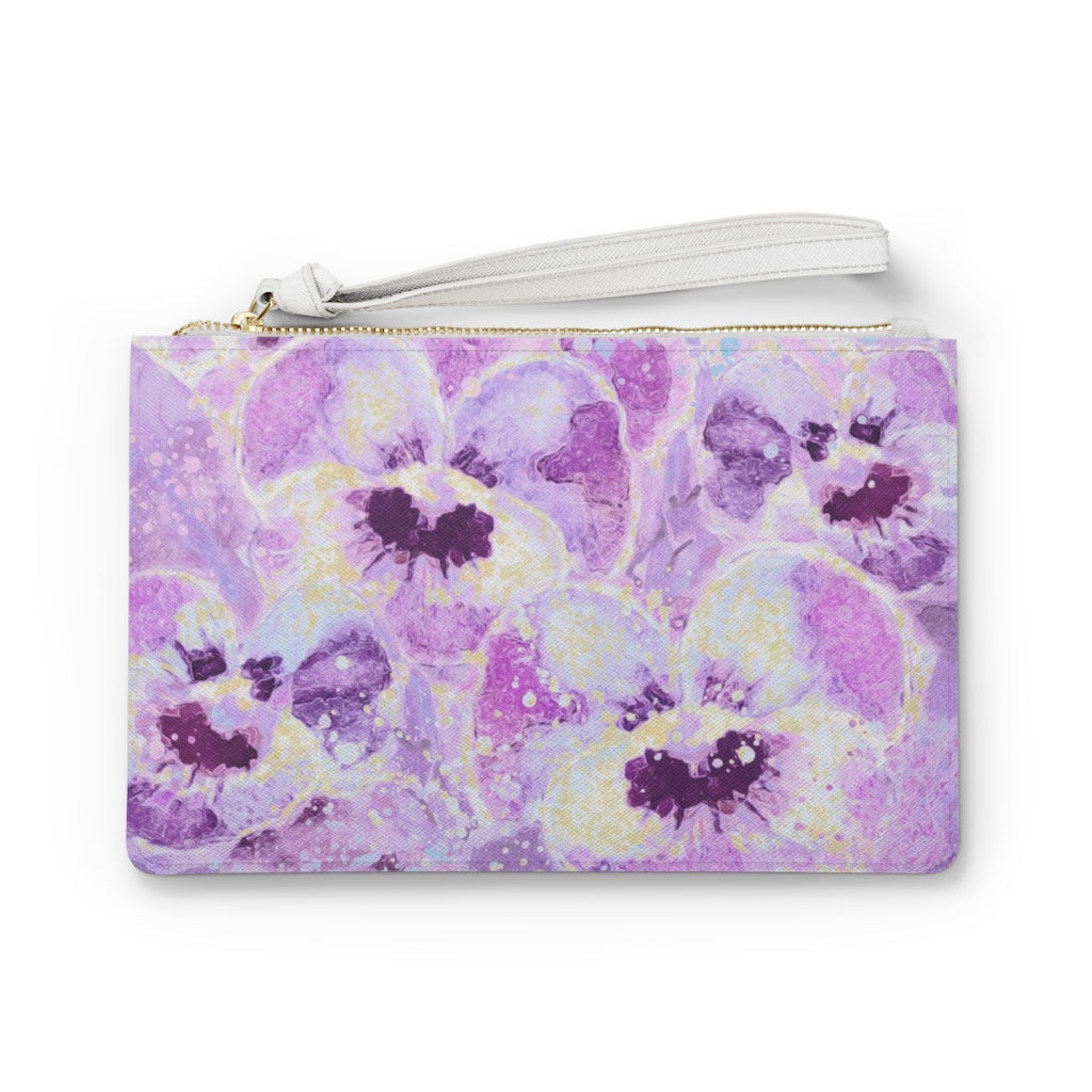 Clutch Bag - Pink Pansies
