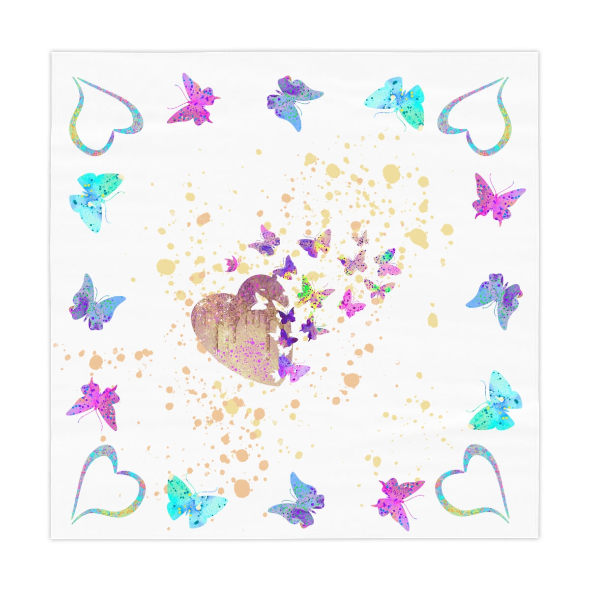 Table Cloth - Butterfly-Hearts/White