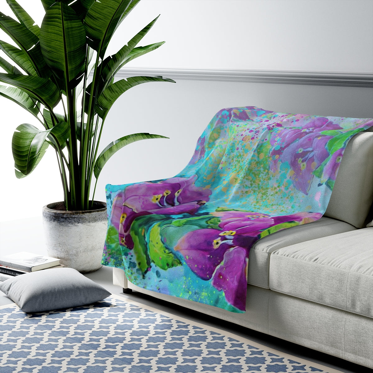 Velveteen Plush Blanket - Bougainvillea