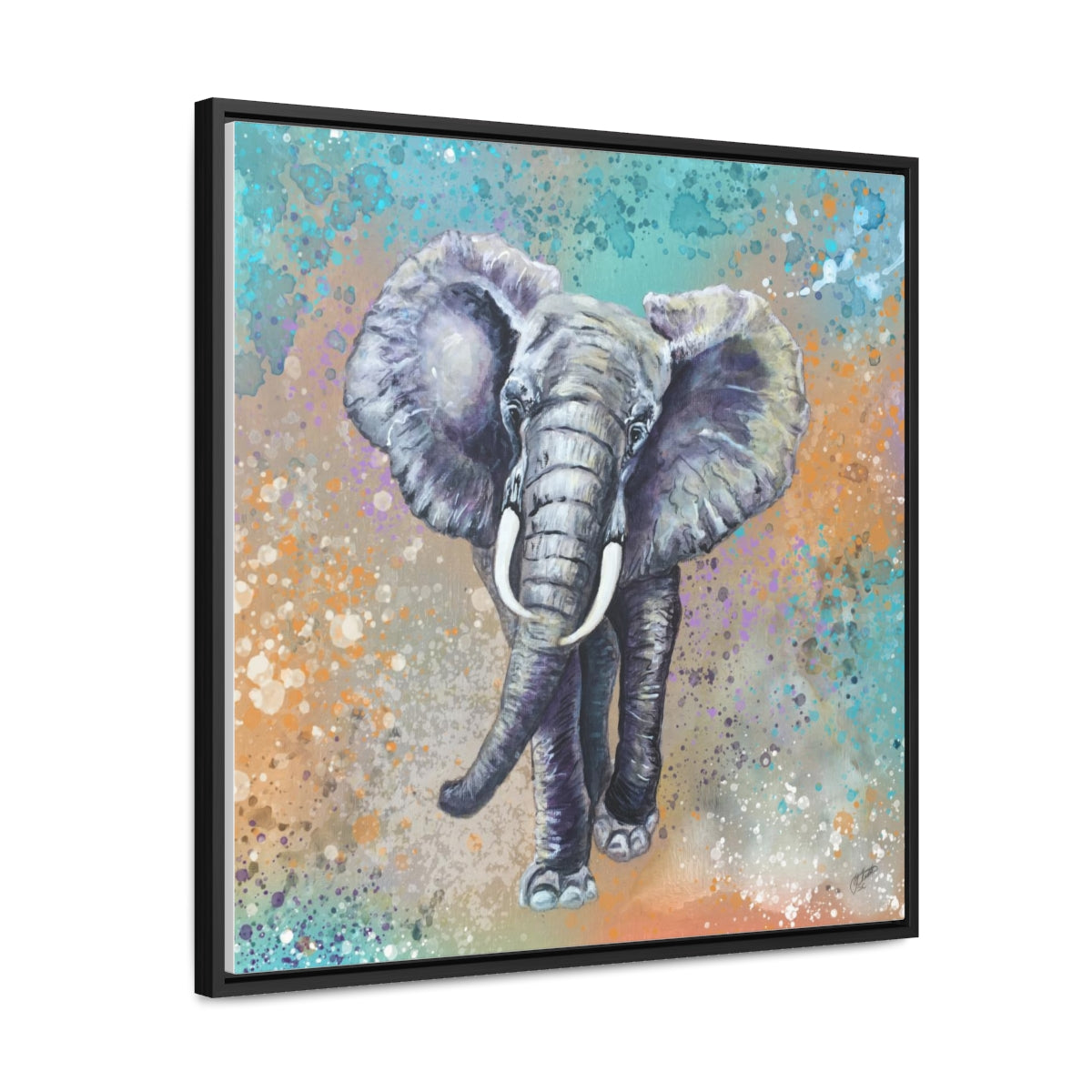 Square Framed Canvas - African Elephant
