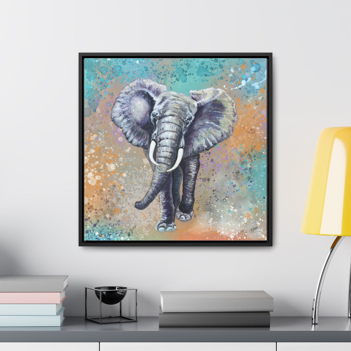 Square Framed Canvas - African Elephant