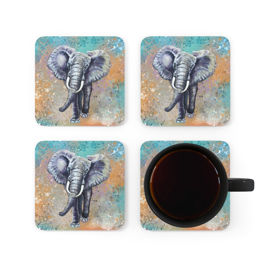 Cork Back Coaster - African Elephant