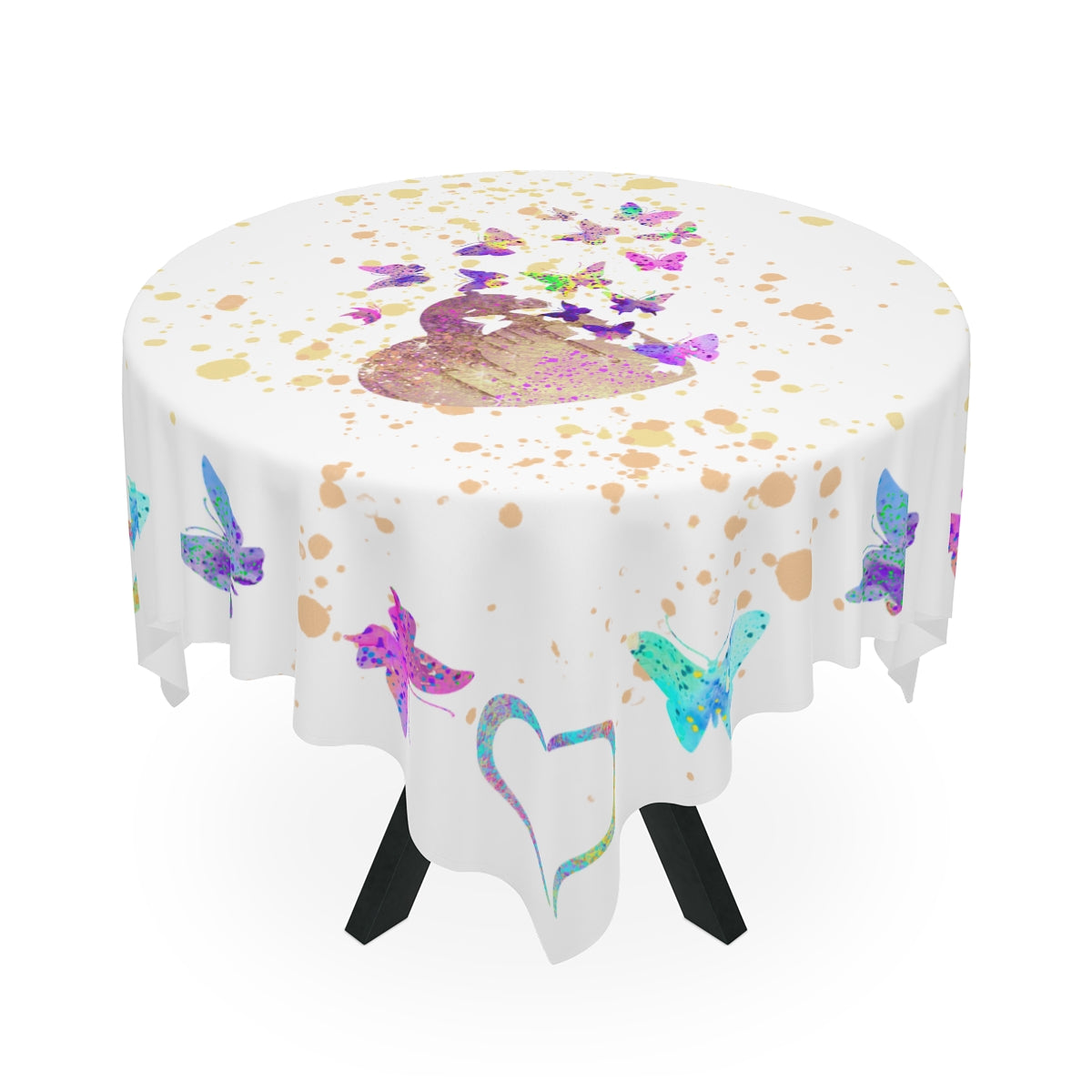 Table Cloth - Butterfly-Hearts/White
