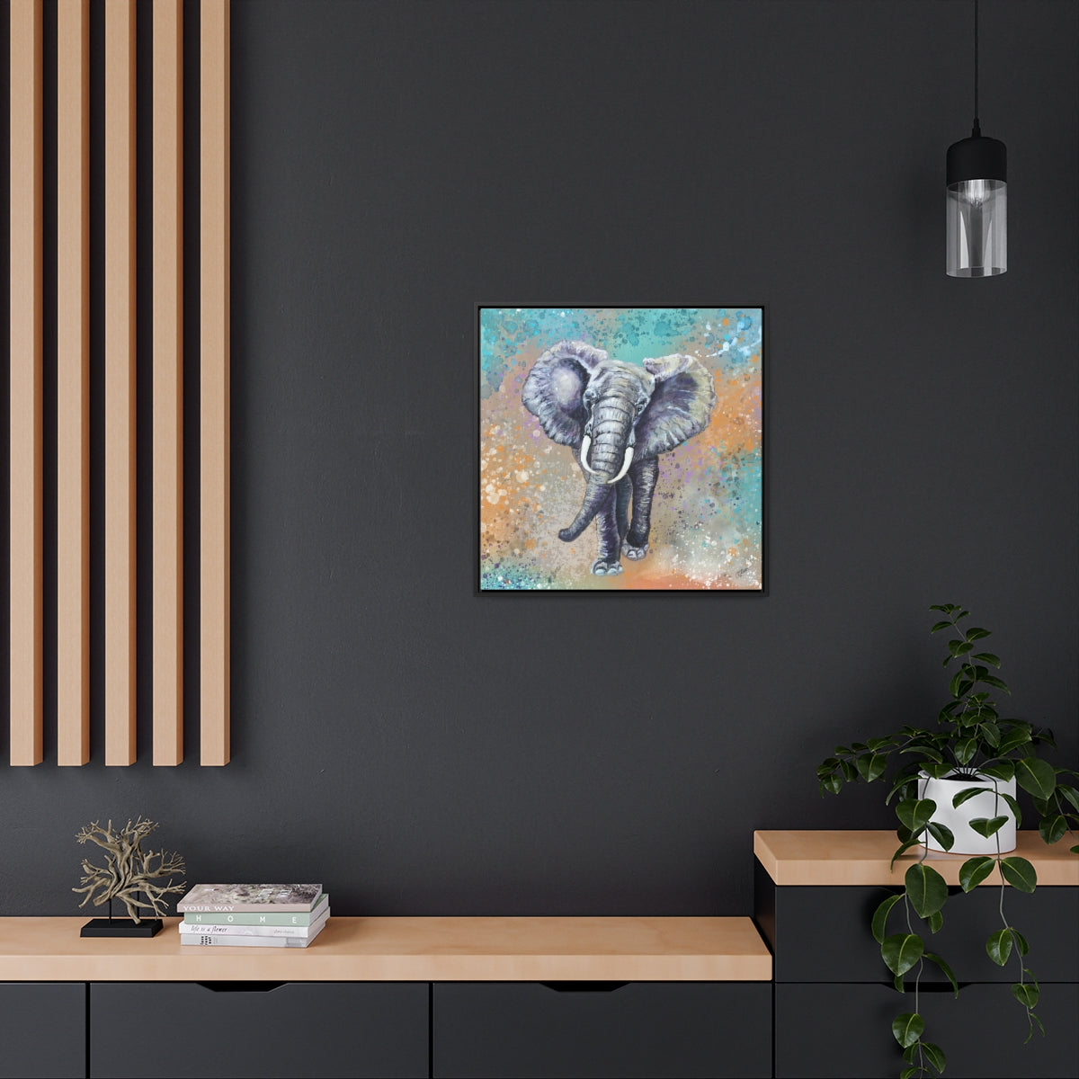 Square Framed Canvas - African Elephant