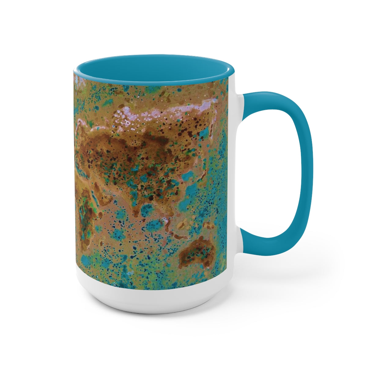 15oz Two-Tone Coffee Mugs - World Map