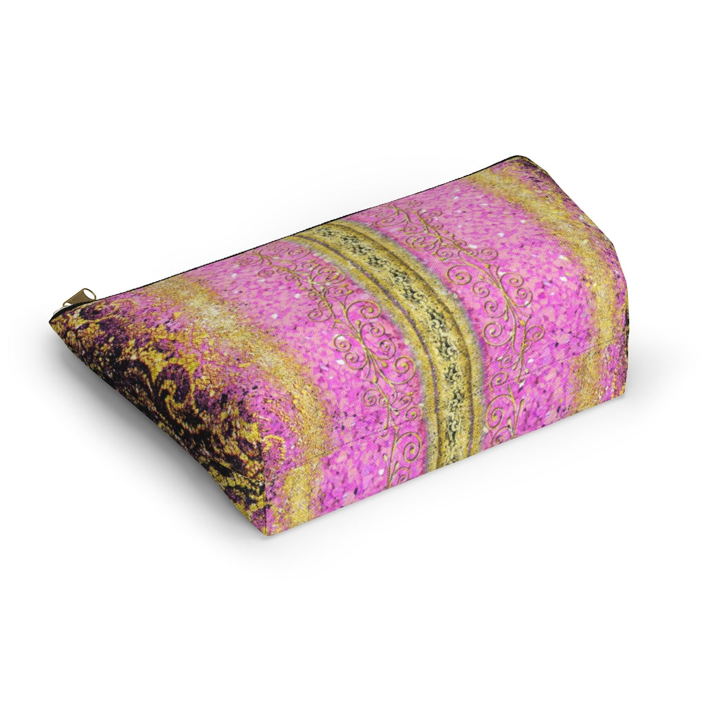 Accessory Pouch w T-bottom - Royal Pink/Gold