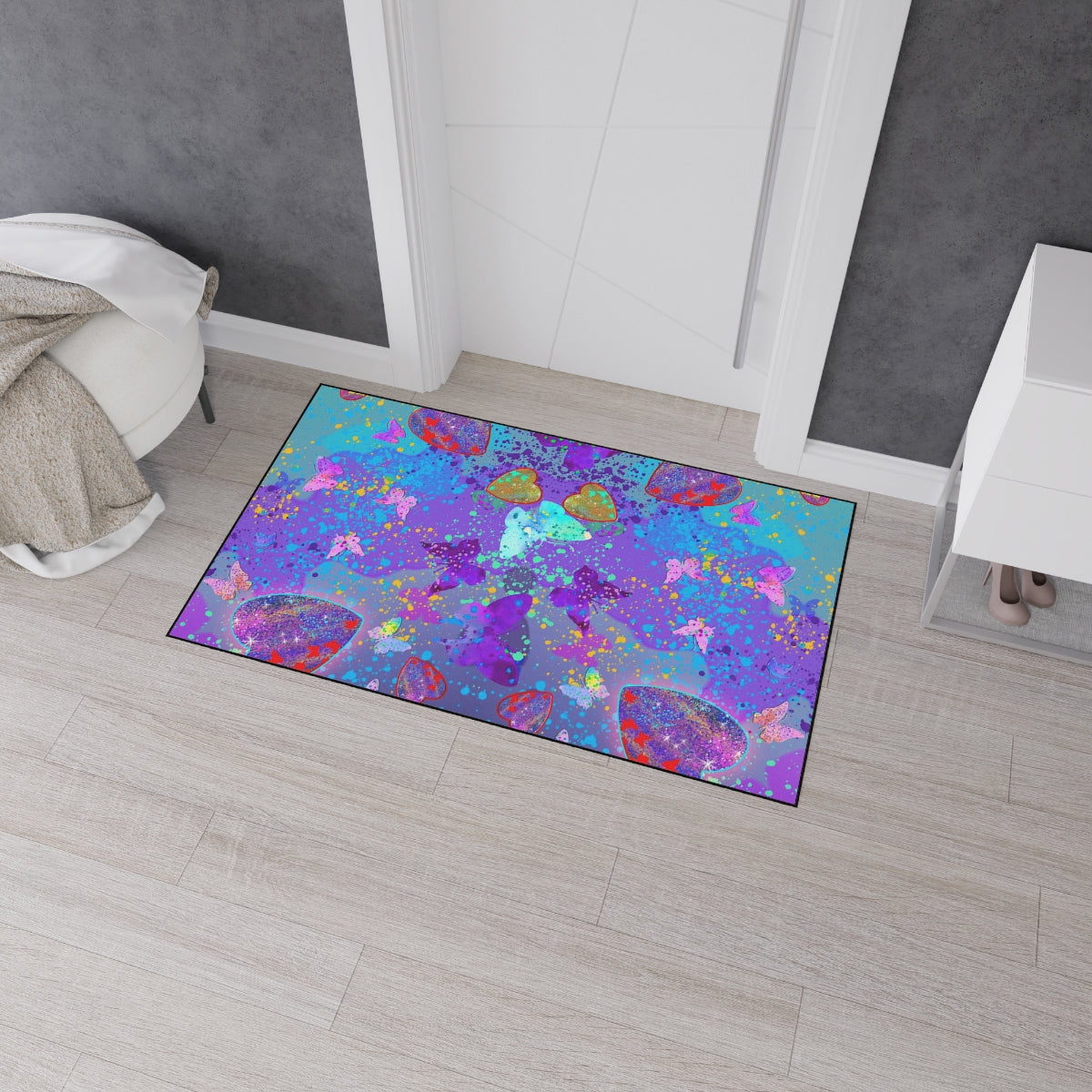 Heavy Duty Floor Mat - Hearts & Butterflies