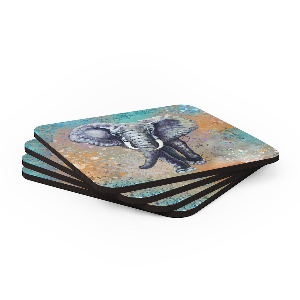 Cork Back Coaster - African Elephant