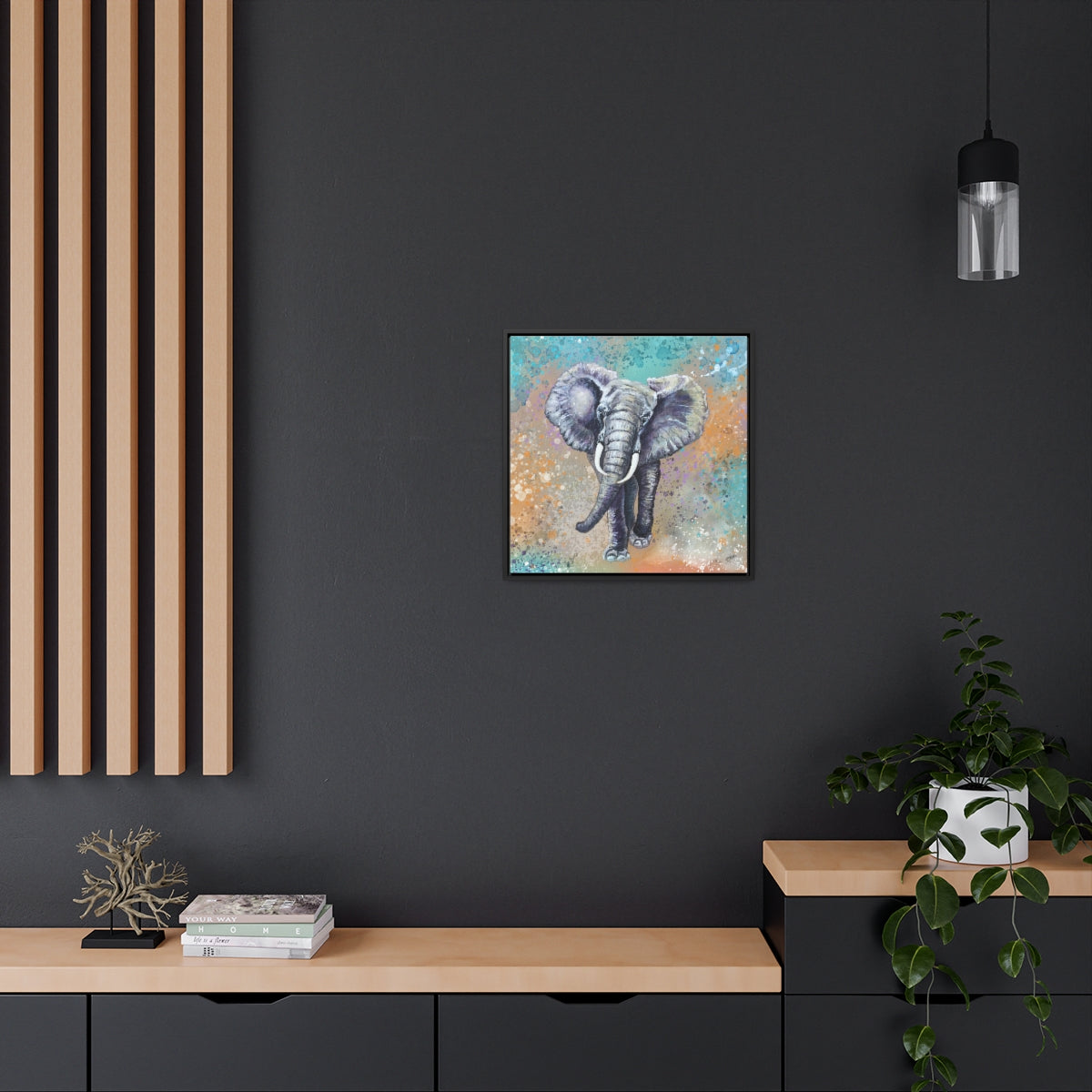 Square Framed Canvas - African Elephant