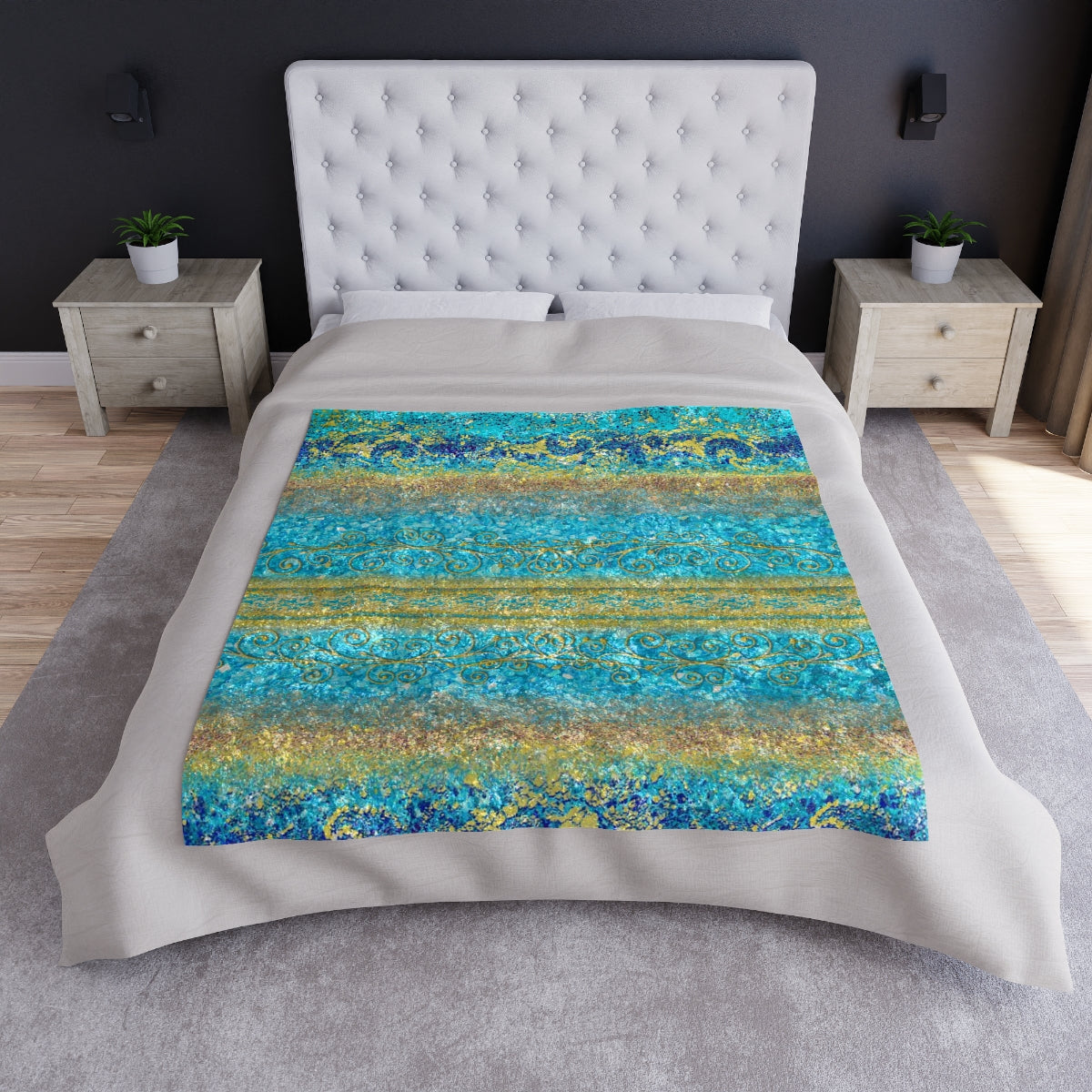 Crushed Velvet Blanket - Royal Turquoise
