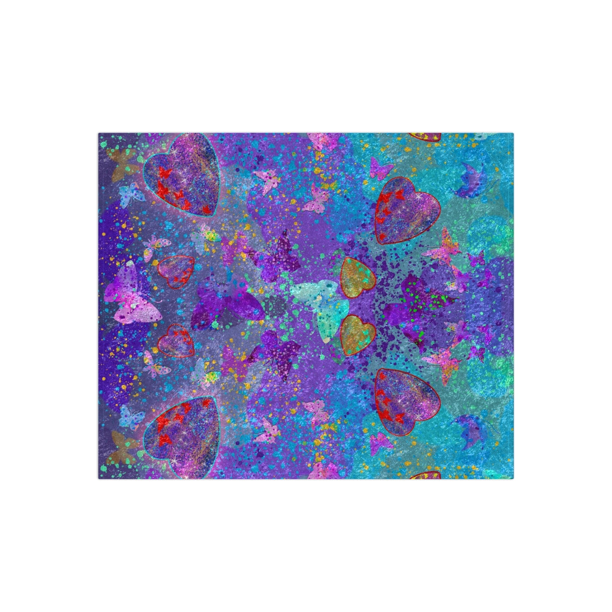 Crushed Velvet Blanket - Hearts & Butterflies