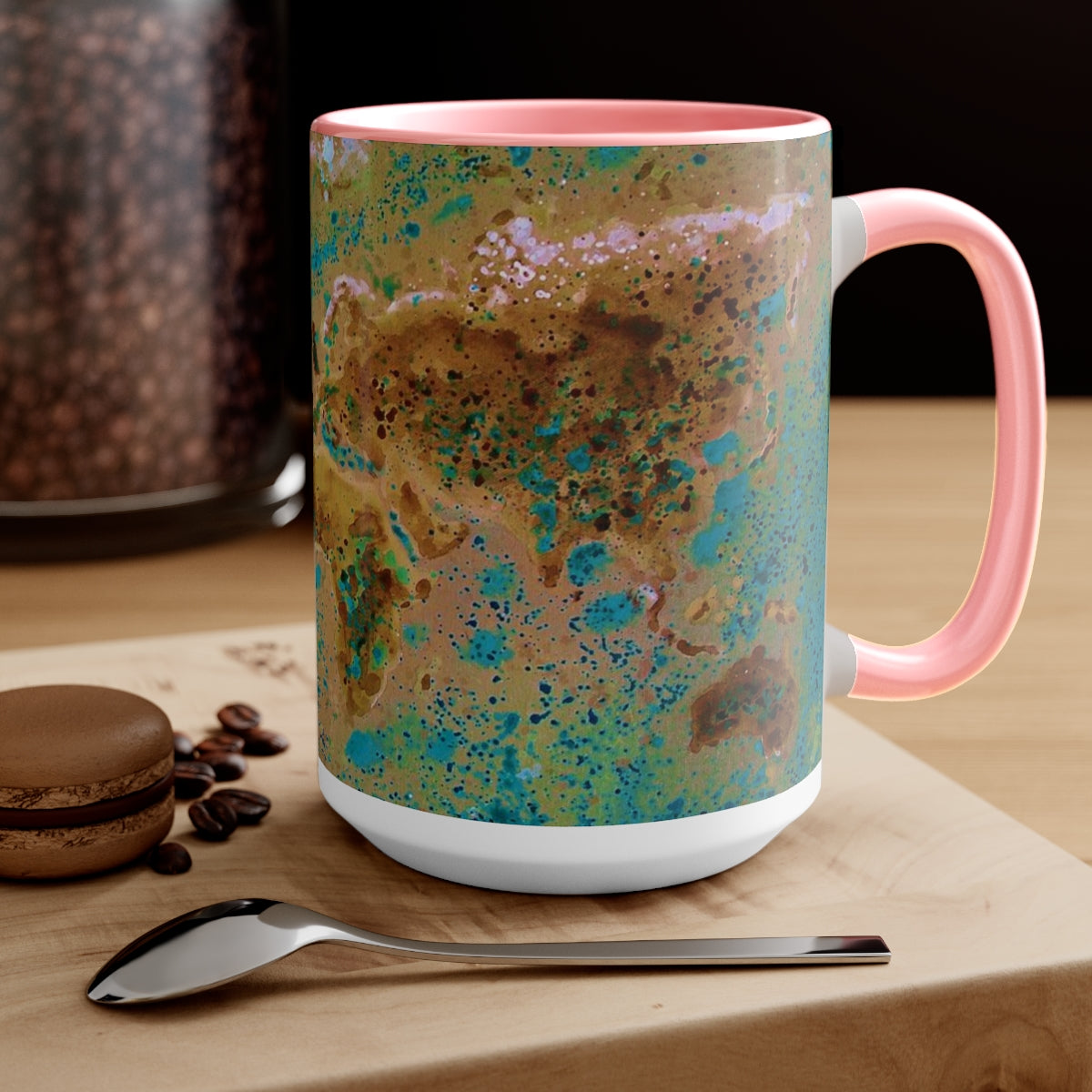 15oz Two-Tone Coffee Mugs - World Map