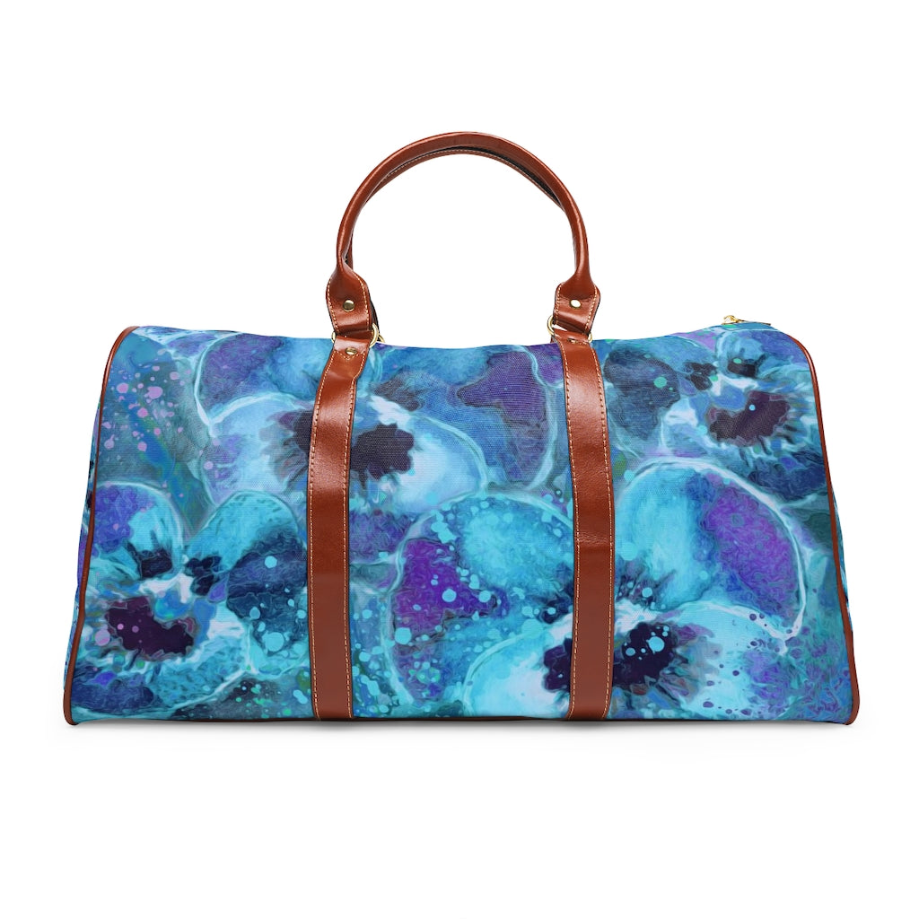 Waterproof Travel Bag - Blue Pansies Edition