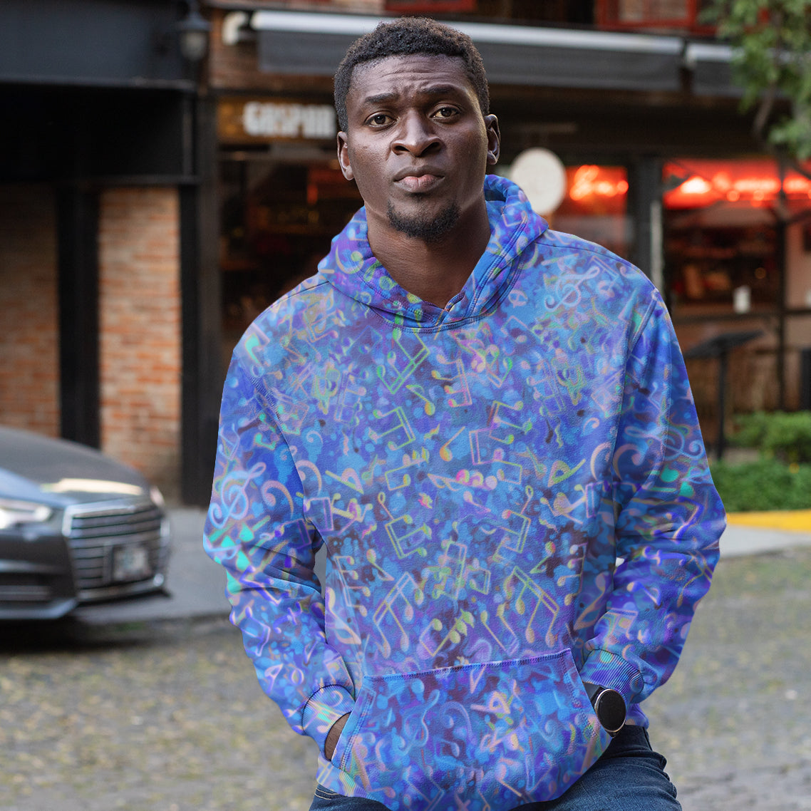 Fashion Hoodie - Color of Sound-Light Blue