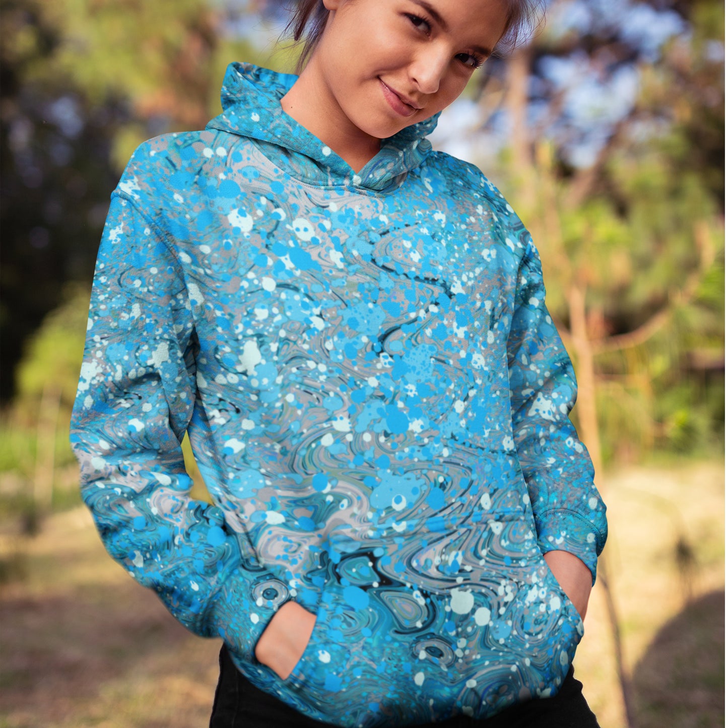 Fashion Hoodie - Color Swirls - Blue