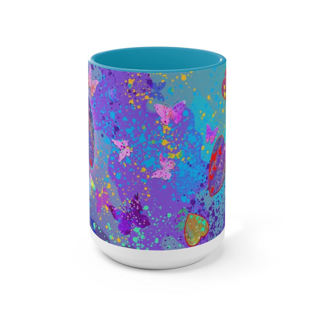 15oz Two-Tone Coffee Mugs - Hearts/Butterflies