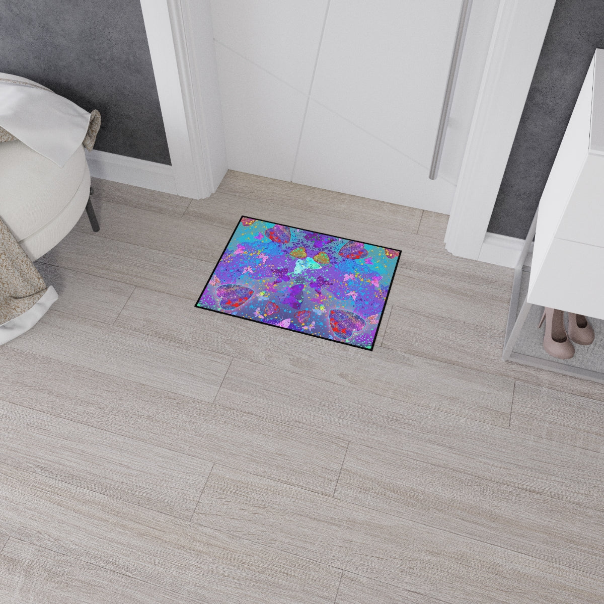 Heavy Duty Floor Mat - Hearts & Butterflies