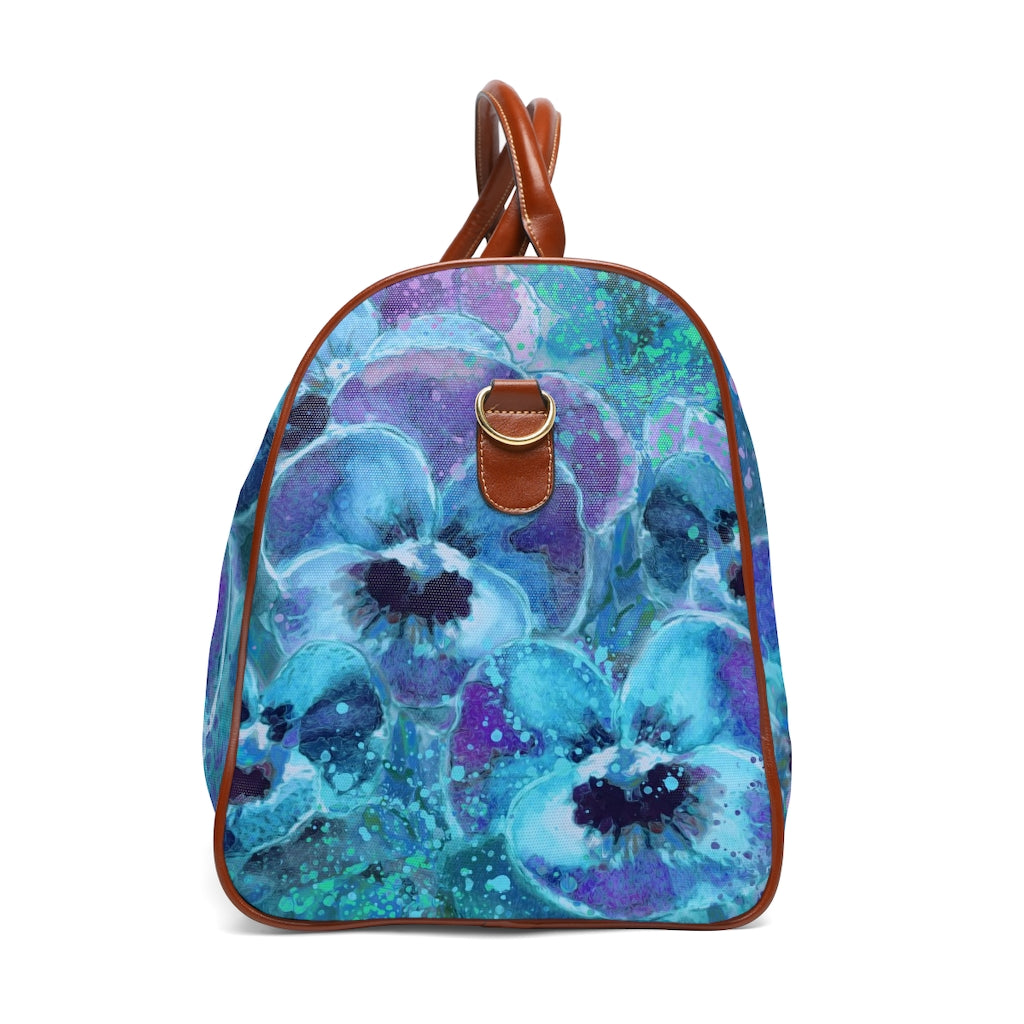 Waterproof Travel Bag - Blue Pansies Edition