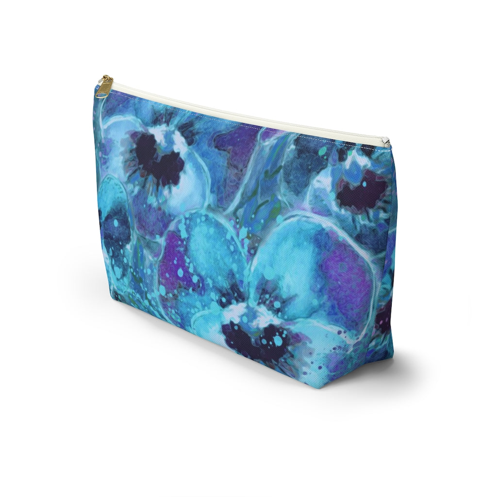 Accessory Pouch w T-bottom - Blue Pansies