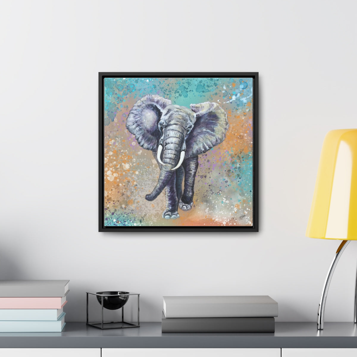 Square Framed Canvas - African Elephant