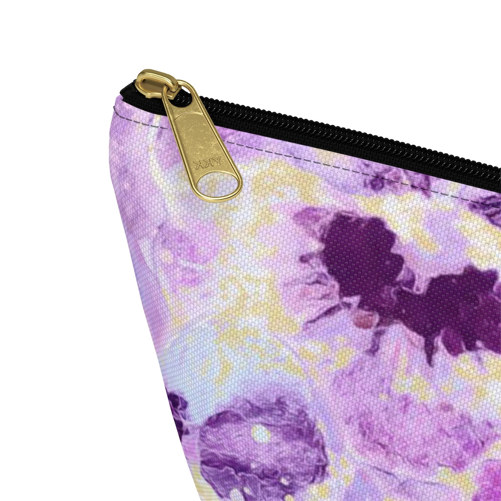 Accessory Pouch w T-bottom - Pink Pansies