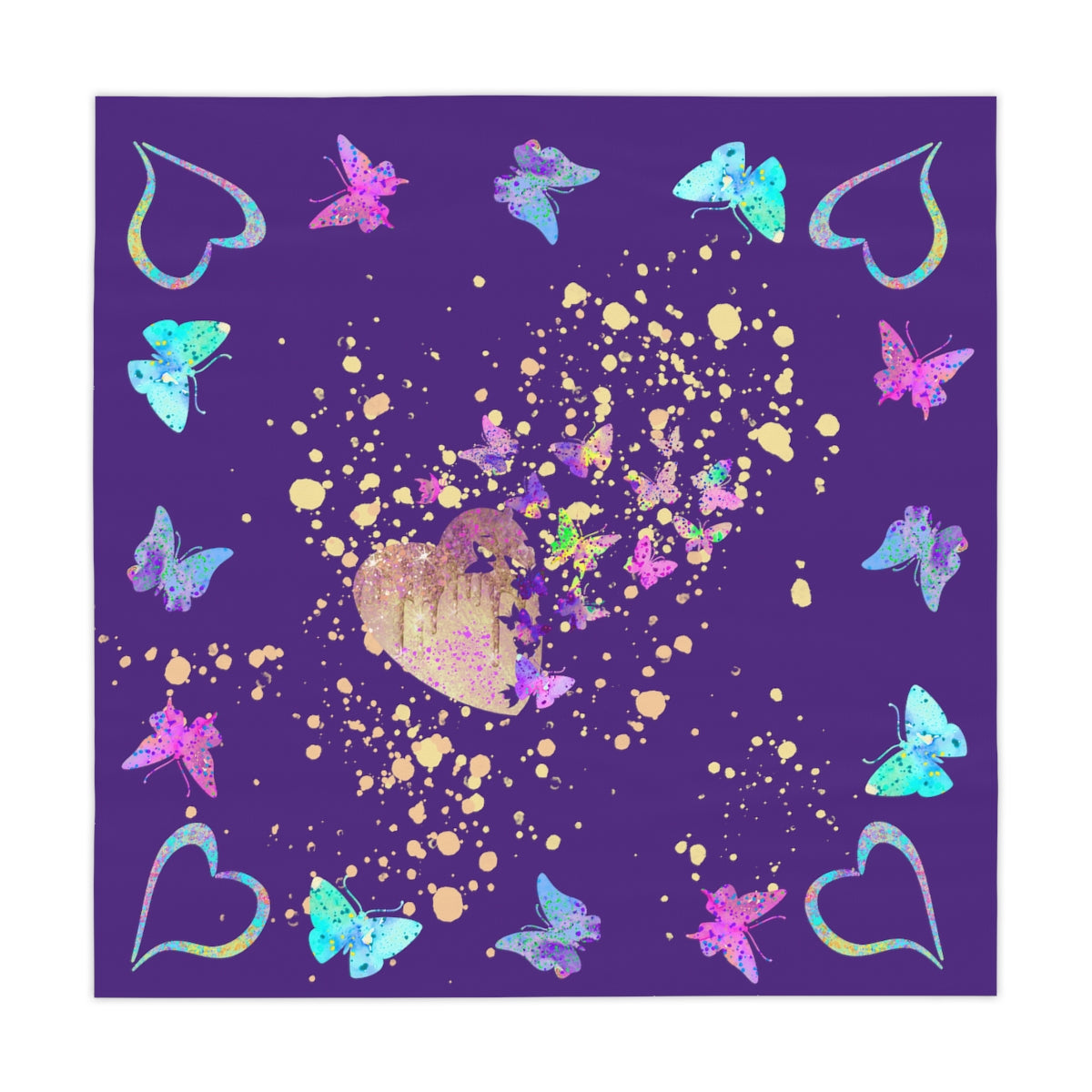 Table Cloth - Butterfly-Hearts/Purple