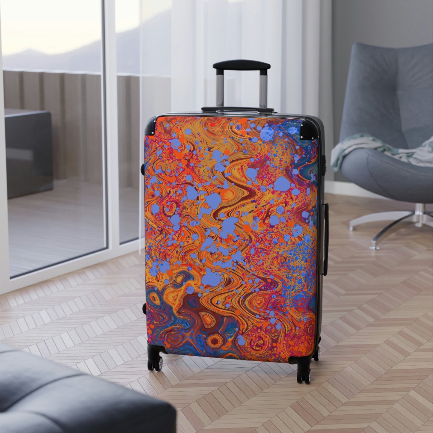 Hard Shell Suitcases - Red Swirls