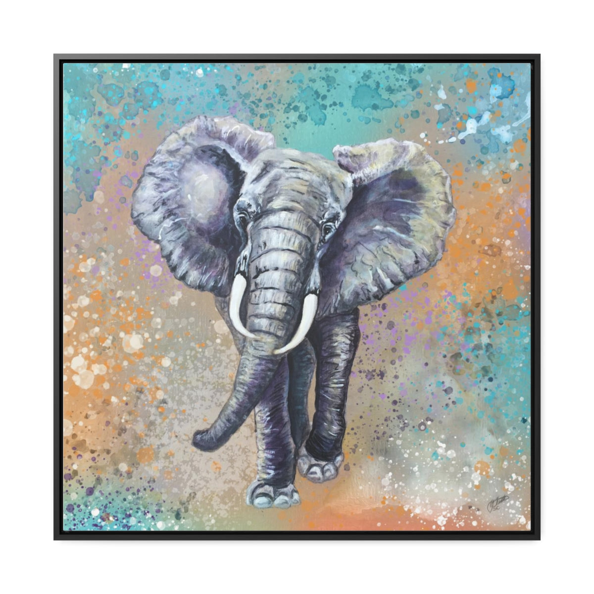 Square Framed Canvas - African Elephant