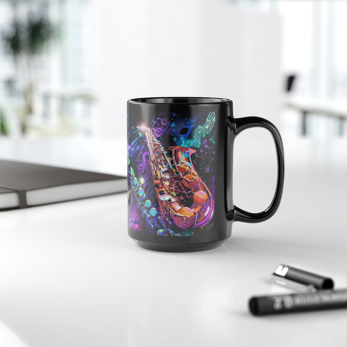15oz Black Mug - Music