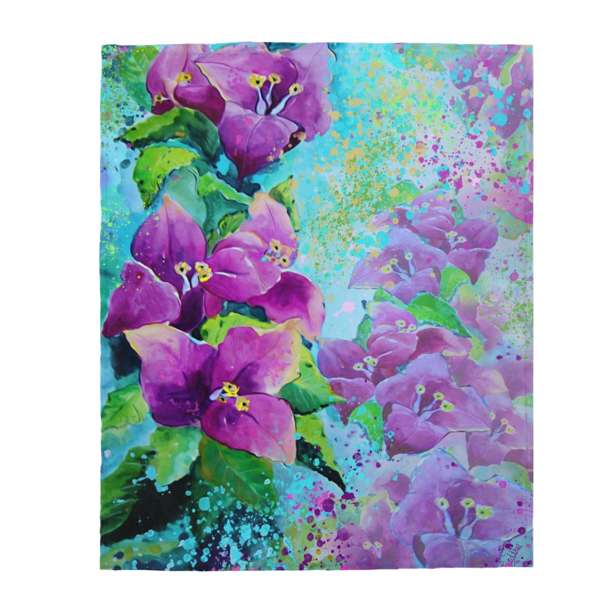 Velveteen Plush Blanket - Bougainvillea