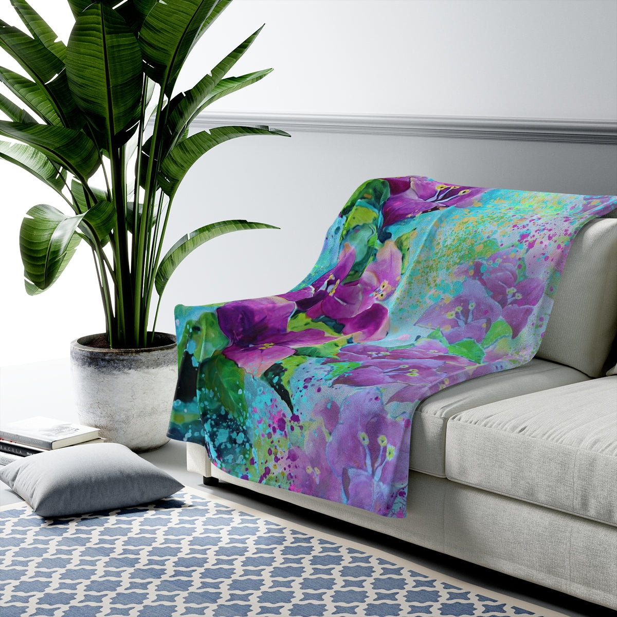 Velveteen Plush Blanket - Bougainvillea