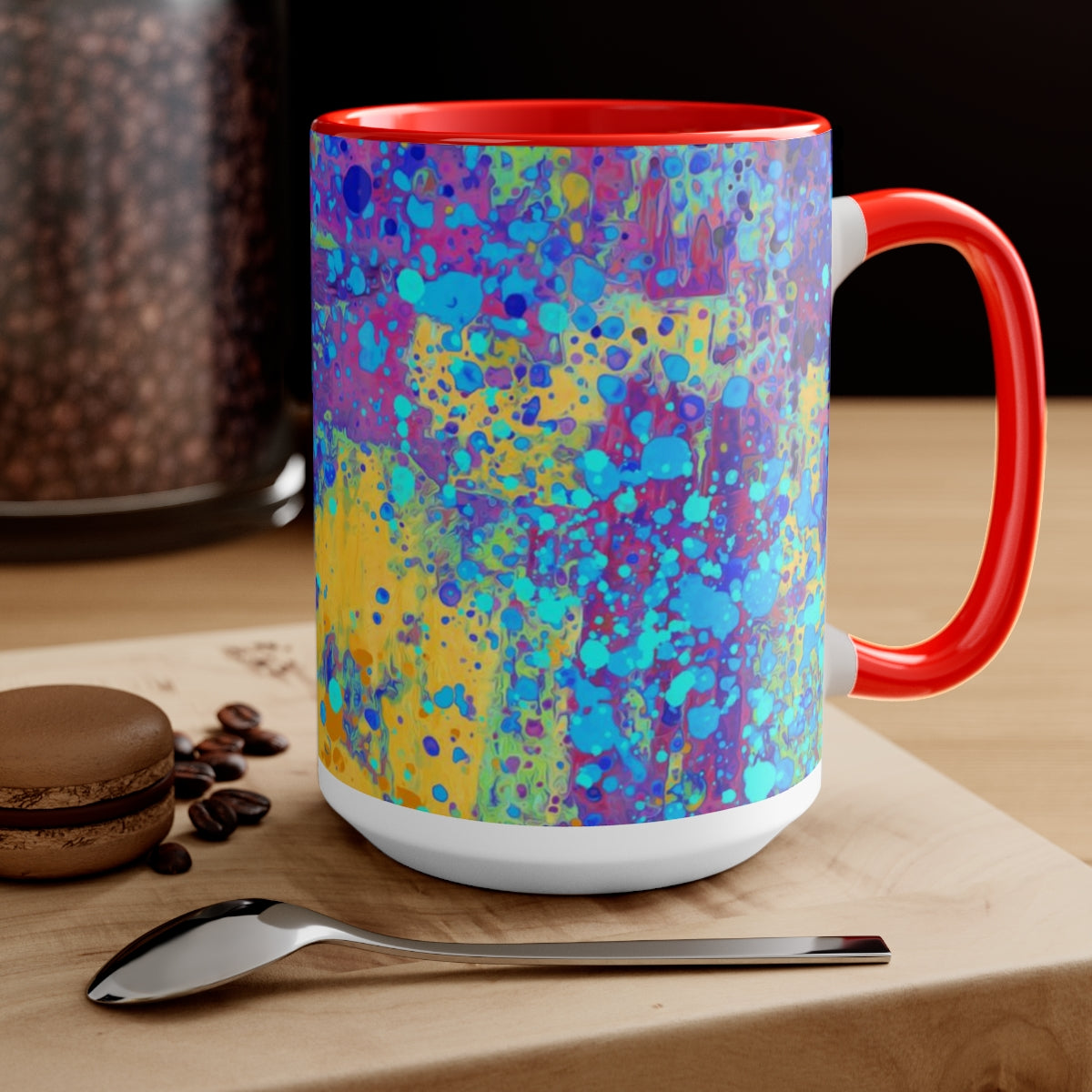15oz Two-Tone Coffee Mugs - Happy Splash