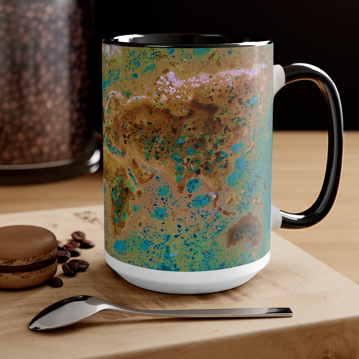15oz Two-Tone Coffee Mugs - World Map