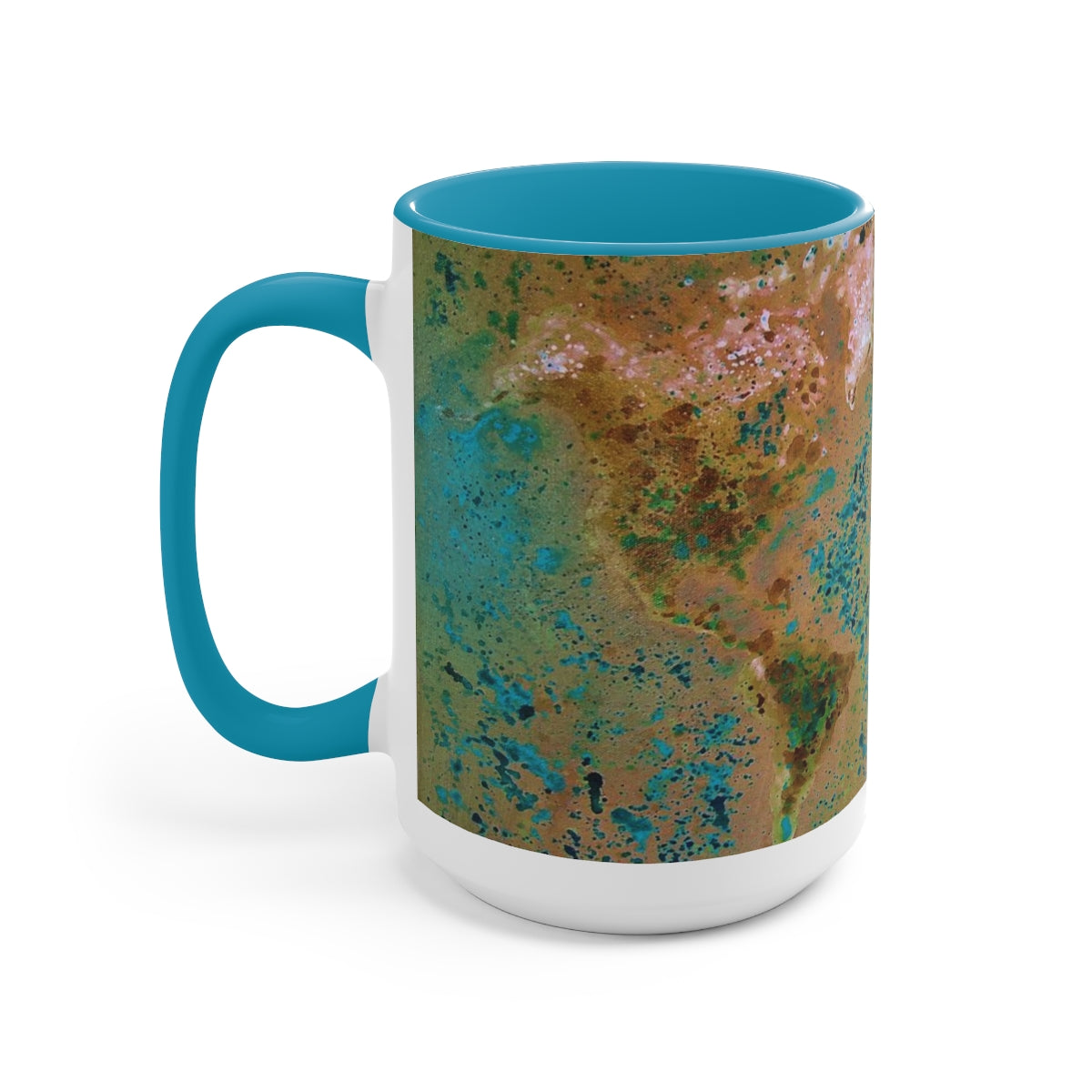 15oz Two-Tone Coffee Mugs - World Map