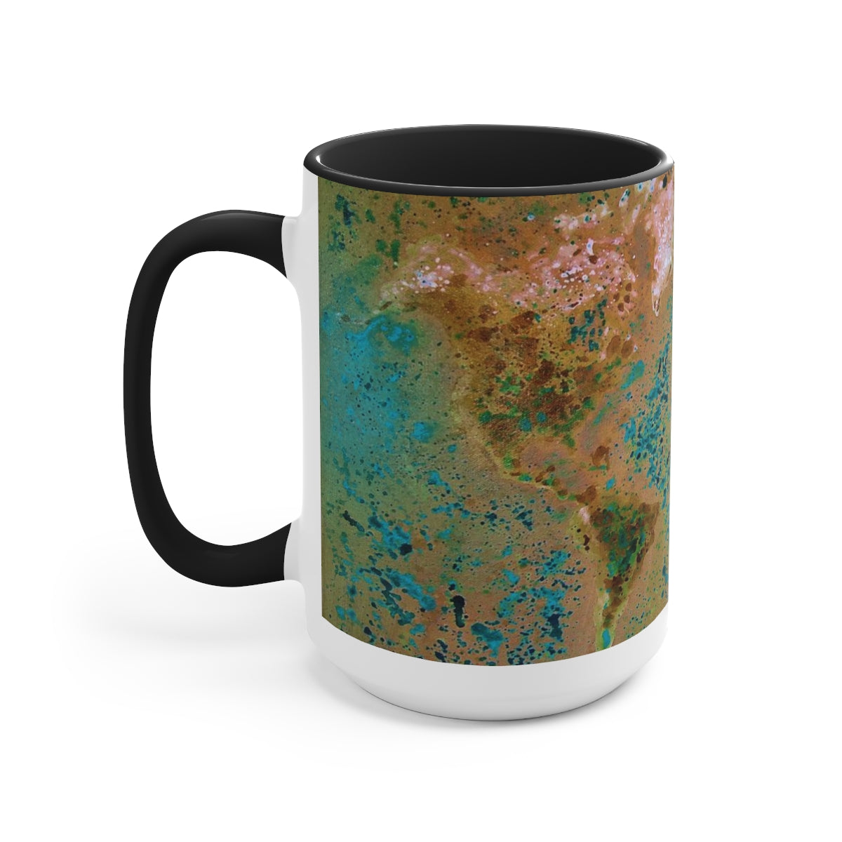 15oz Two-Tone Coffee Mugs - World Map