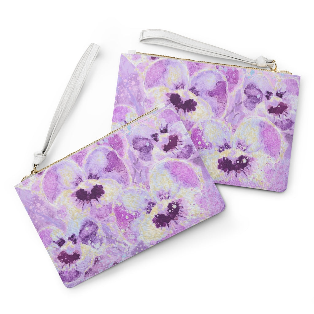 Clutch Bag - Pink Pansies