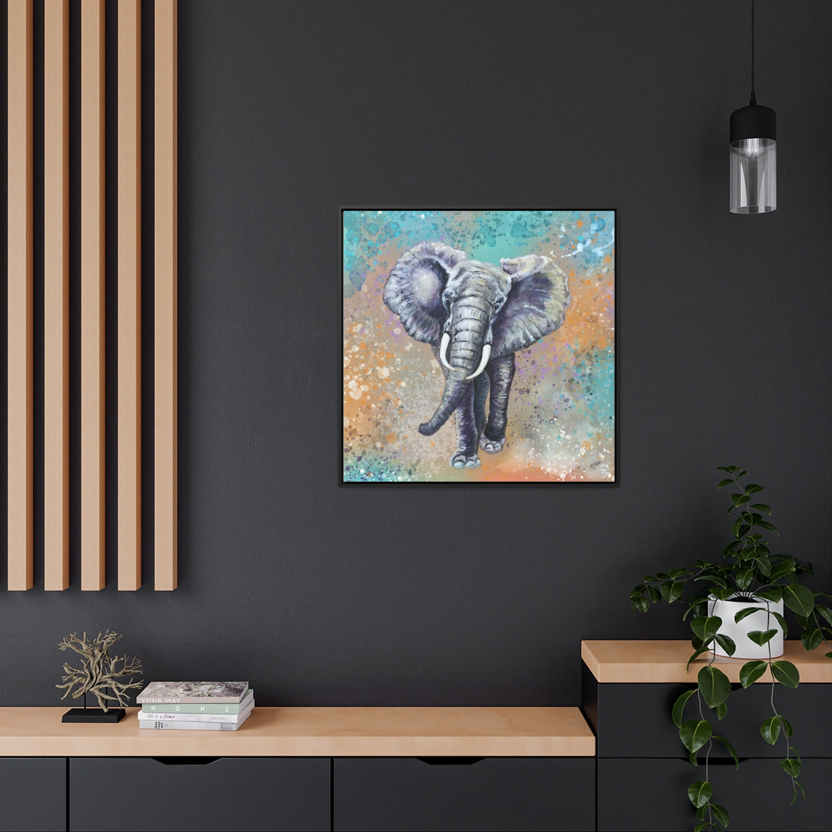 Square Framed Canvas - African Elephant
