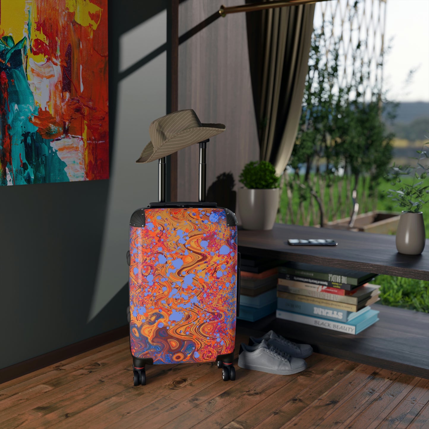 Hard Shell Suitcases - Red Swirls
