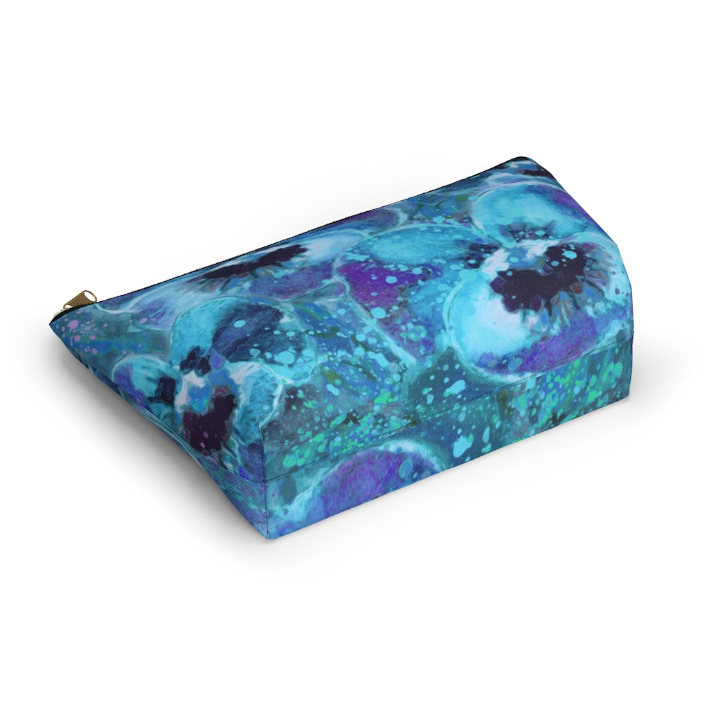 Accessory Pouch w T-bottom - Blue Pansies