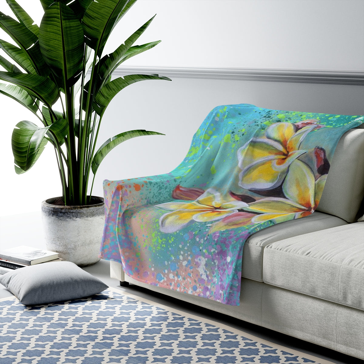 Velveteen Plush Blanket - Plumeria