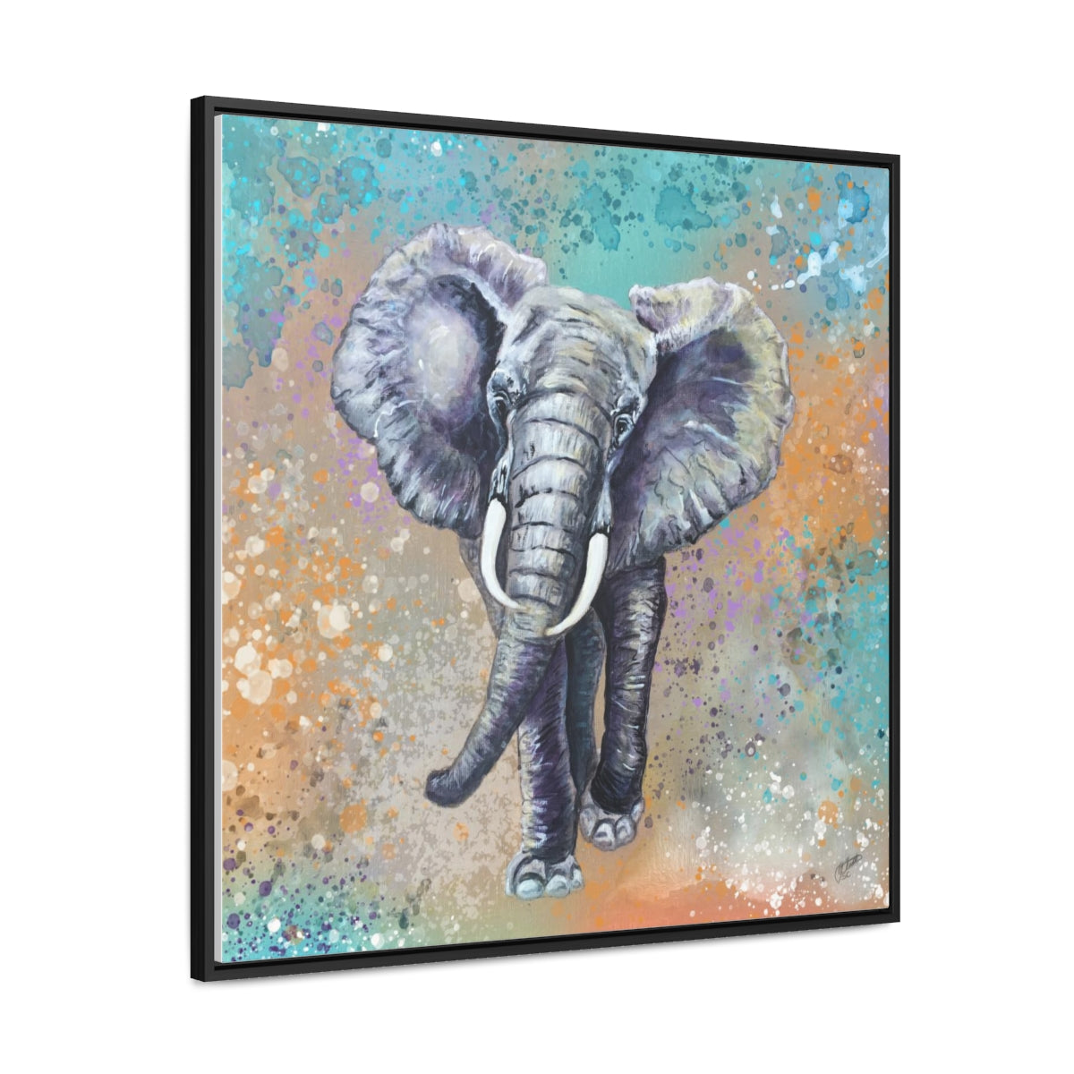 Square Framed Canvas - African Elephant