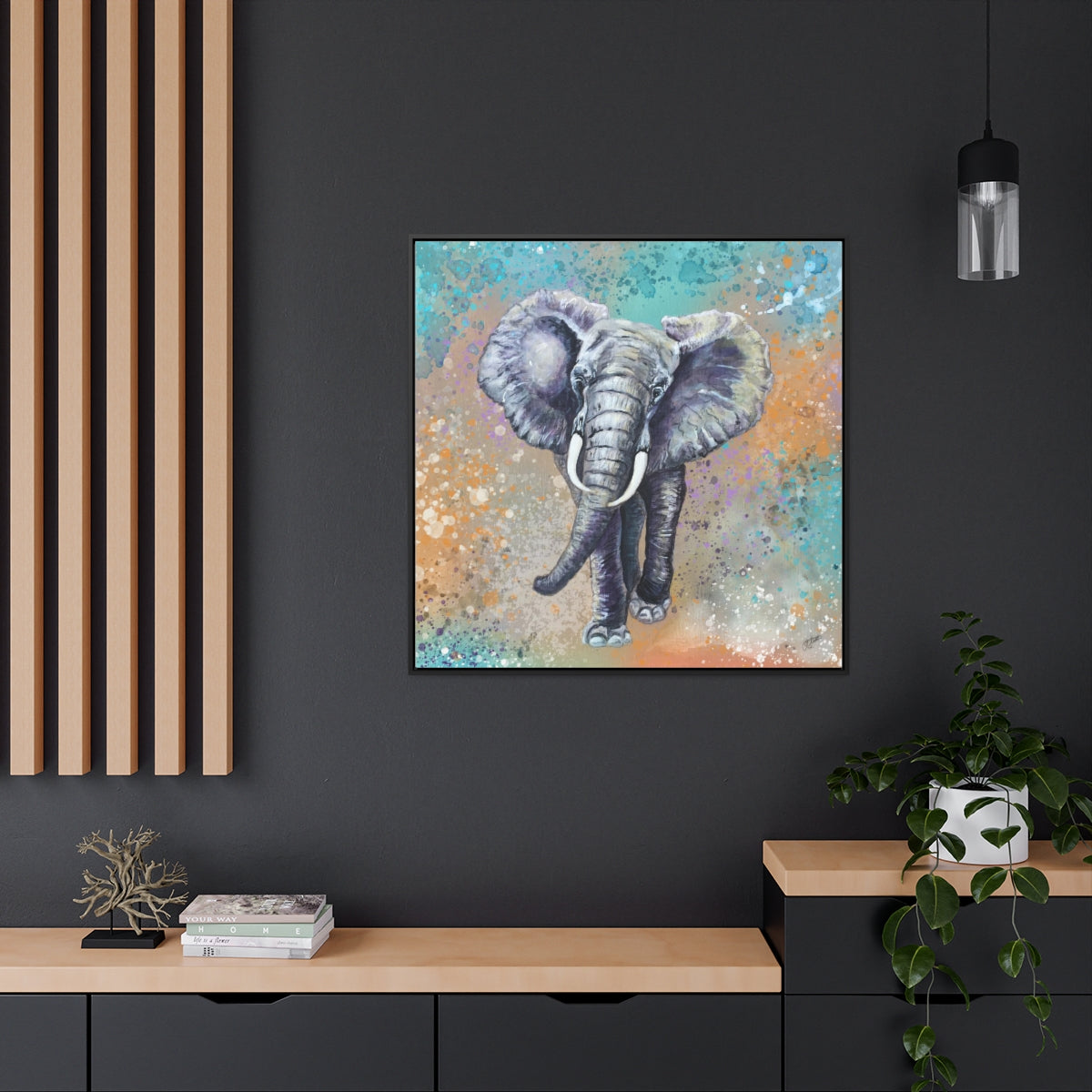 Square Framed Canvas - African Elephant