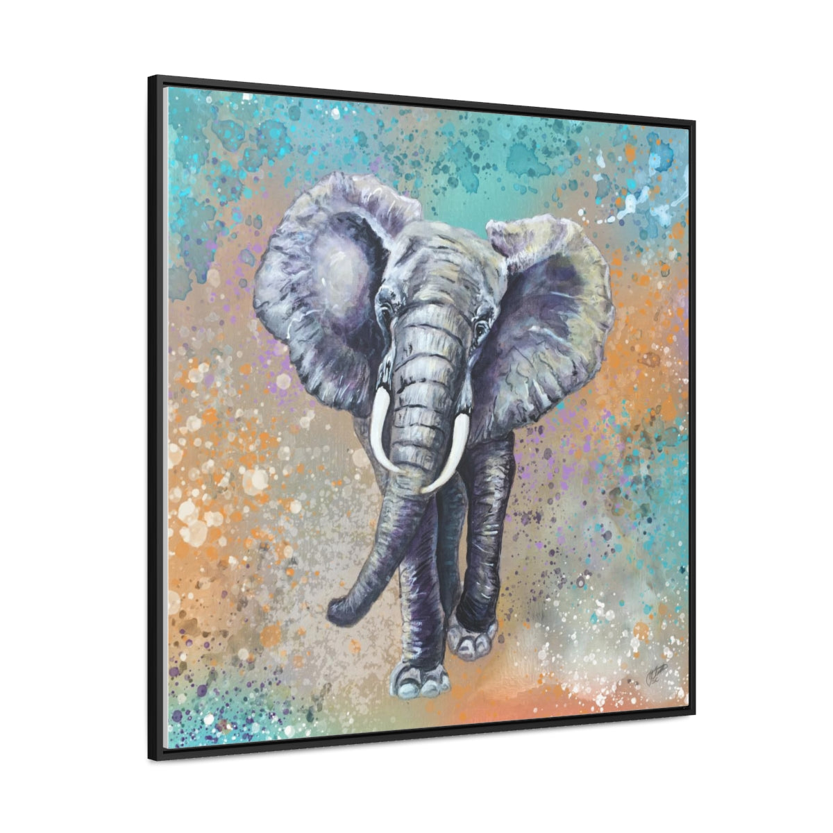 Square Framed Canvas - African Elephant