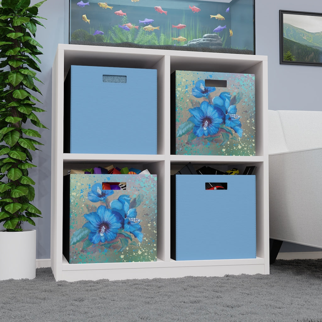 Felt Storage Box - Blue Hibiscus 2