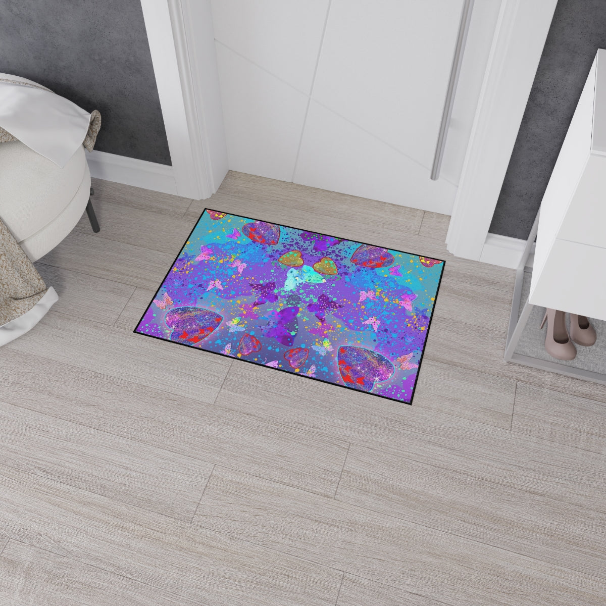 Heavy Duty Floor Mat - Hearts & Butterflies