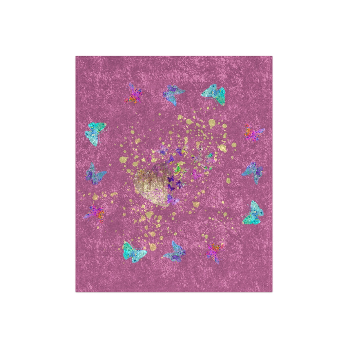 Crushed Velvet Blanket - Butterflies with Heart Pink