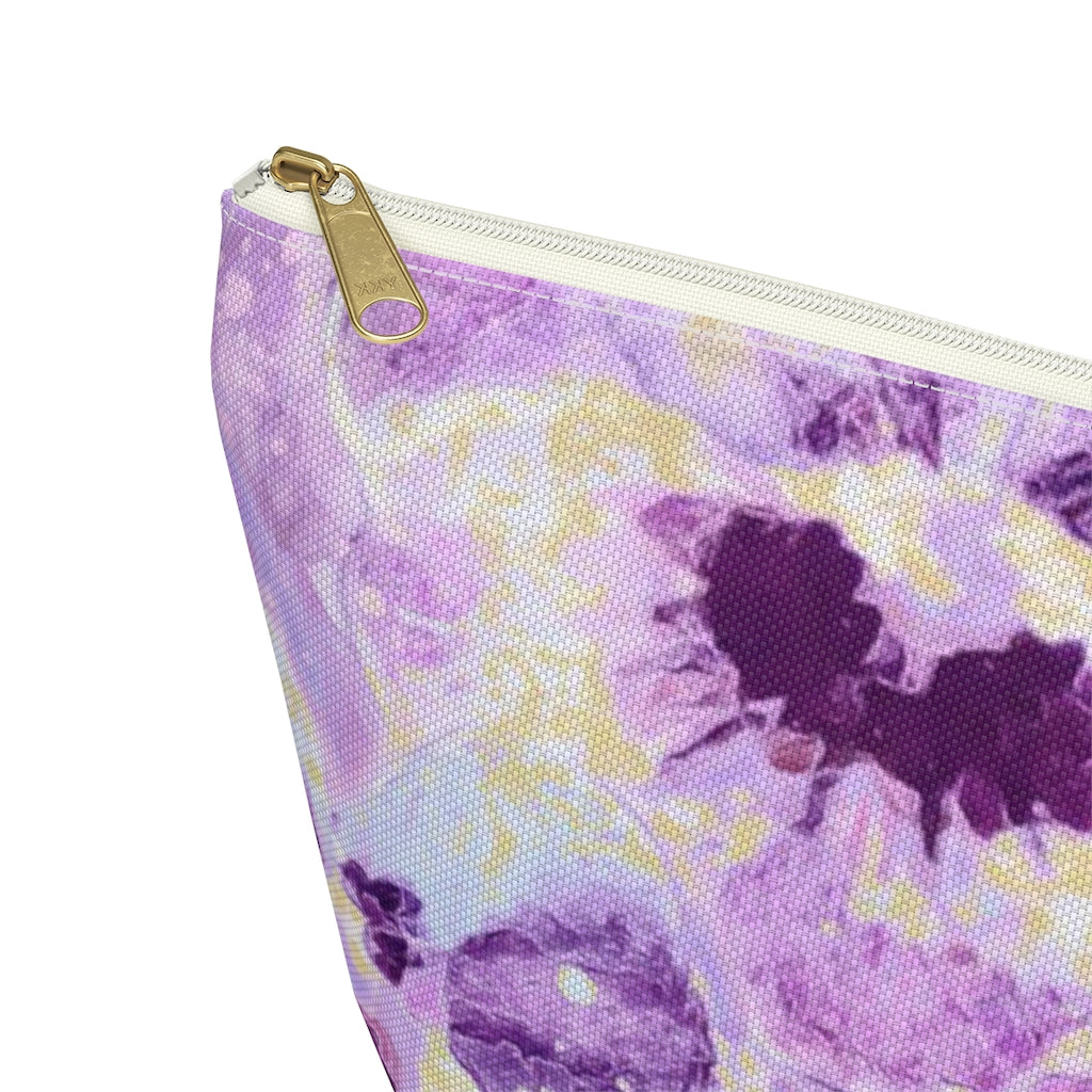 Accessory Pouch w T-bottom - Pink Pansies