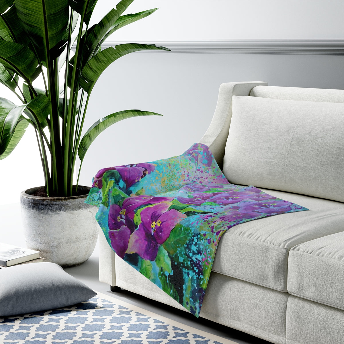 Velveteen Plush Blanket - Bougainvillea