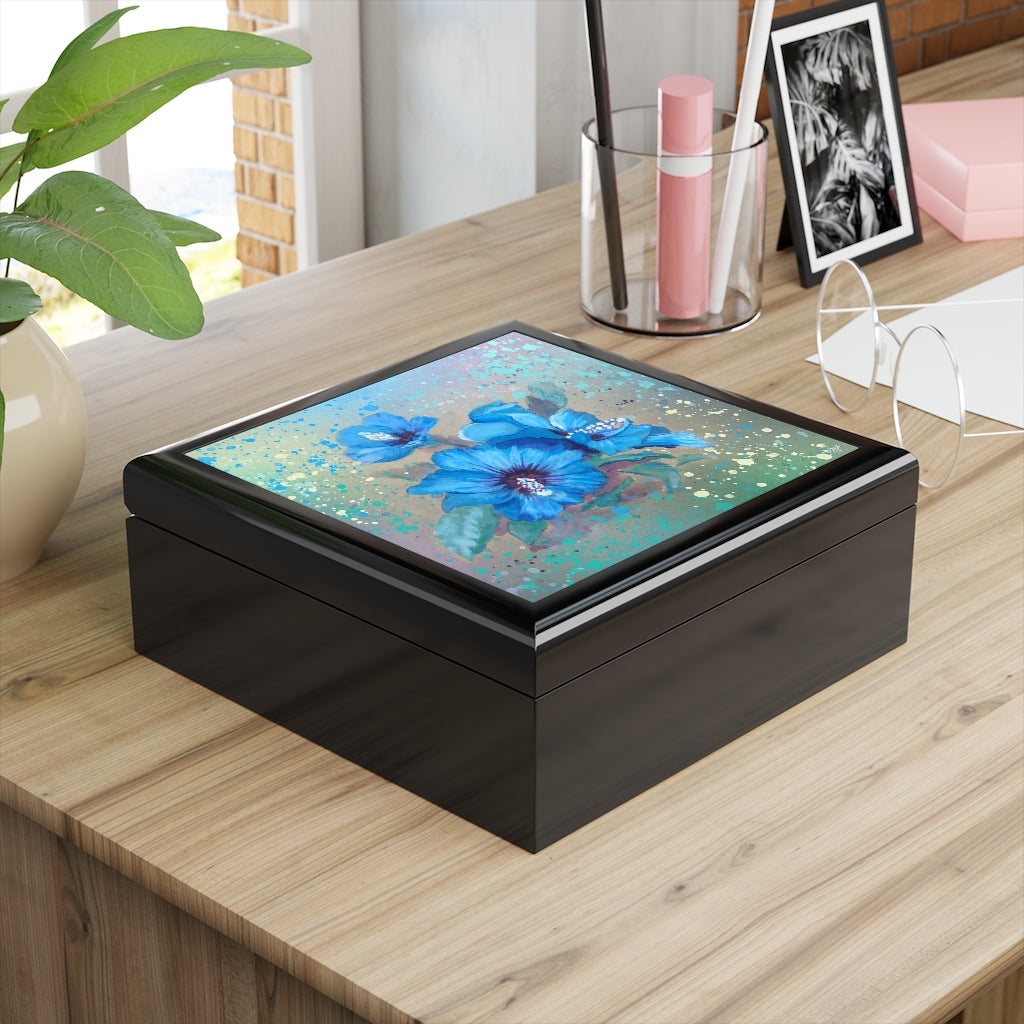 Jewelry Box - Blue Hibiscus 2